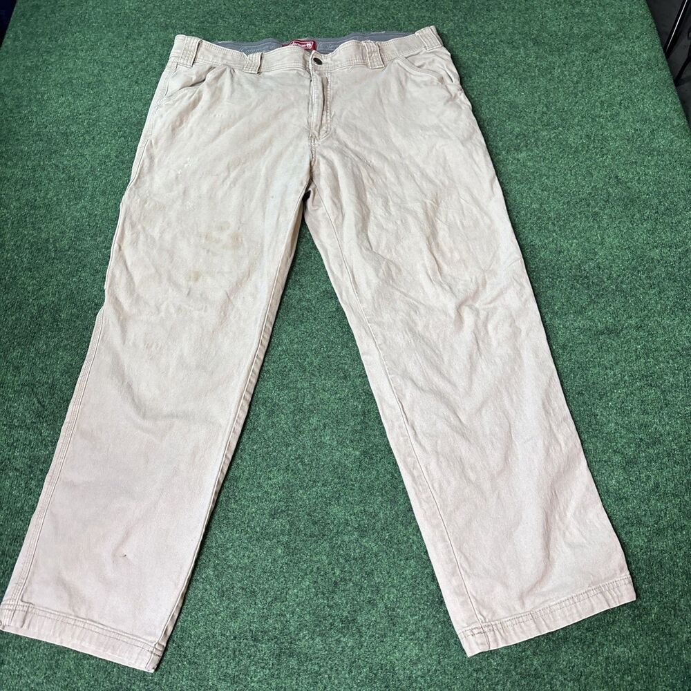 Coleman Pants Men's 32x32 Canvas Utility Pockets Work Stretch Beige